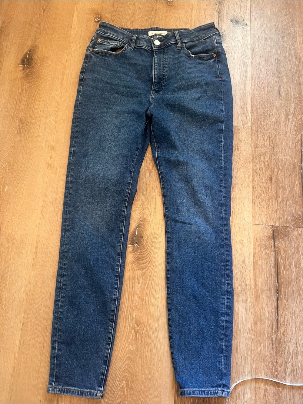 Warp + Weft High Rise Skinny Emma Jeans in Dark Blue 10/30